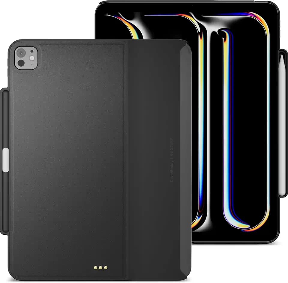 MAGEASY CoverBuddy iPad Case that Fits Magic Keyboard for iPad Pro 13” (M5 2025 / M4 2024) Magic Keyboard Compatible iPad case with Graphene Heat Dissipation & Pencil Holder (Leather Black 5.05)