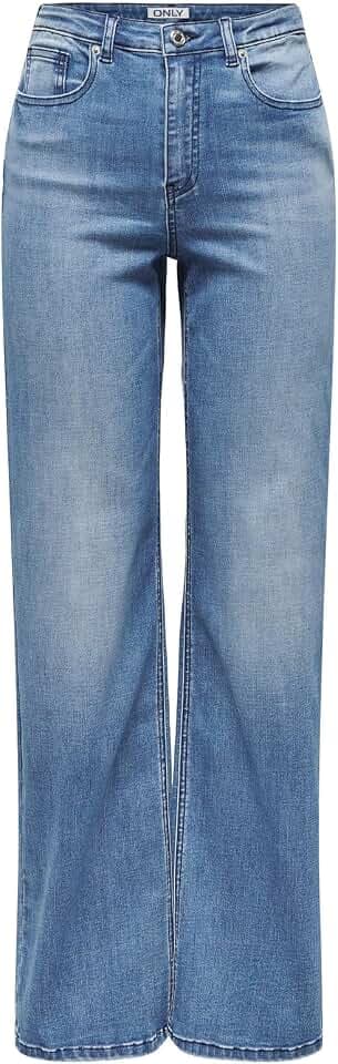 ONLY Damen Jeans Mit Weitem Bein Onljuicy-wauw Hw Wide DNM Gua113