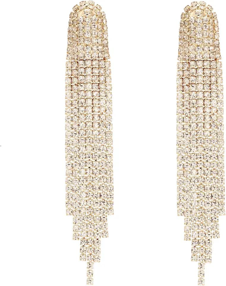 Chandelier Rhinestone Earrings for Women Long Sparkle Dangle