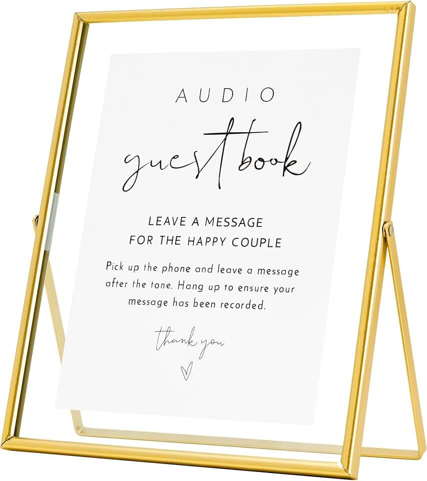 Calculs Audio Guest Book Sign, Gold 8x10 Floating Picture Frame