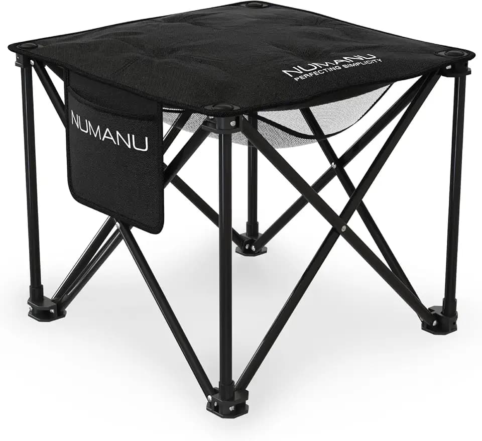 NUMANU Padded Folding Camp Stool for Adults, Footrest & Carry Bag, 500 lbs