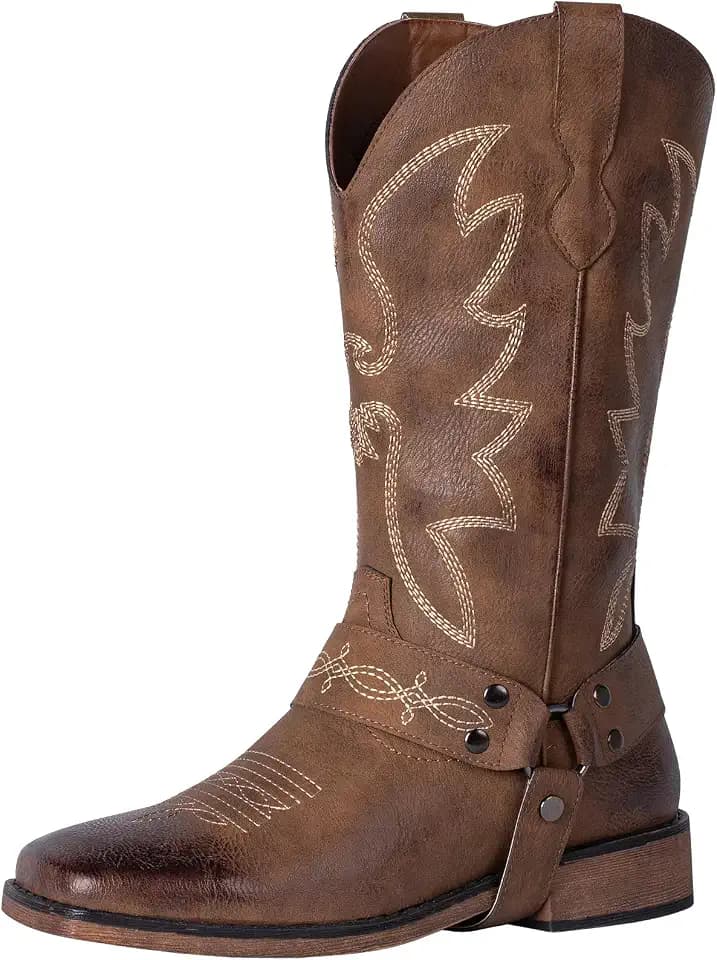 SheSole Womens Square Toe Cowgirl Cowboy Boots Wide Calf Fashion Western Shoes