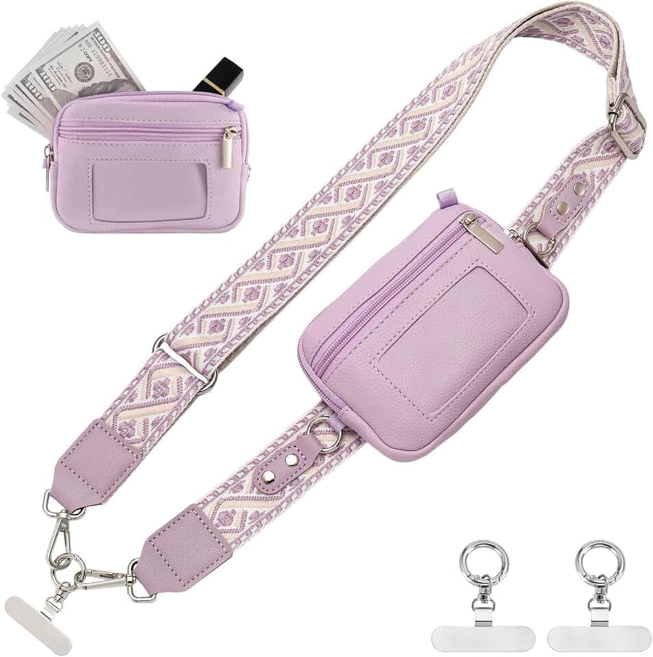 Clip and Go strap for phone with Leather Wallet crossbody phone