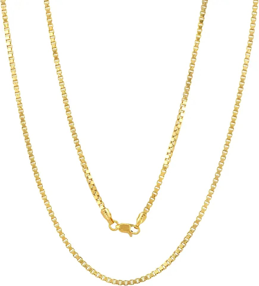 JEWELHEART 10K/14K Real Yellow Gold Box Chain Pendant Necklace, 1mm-2.85mm