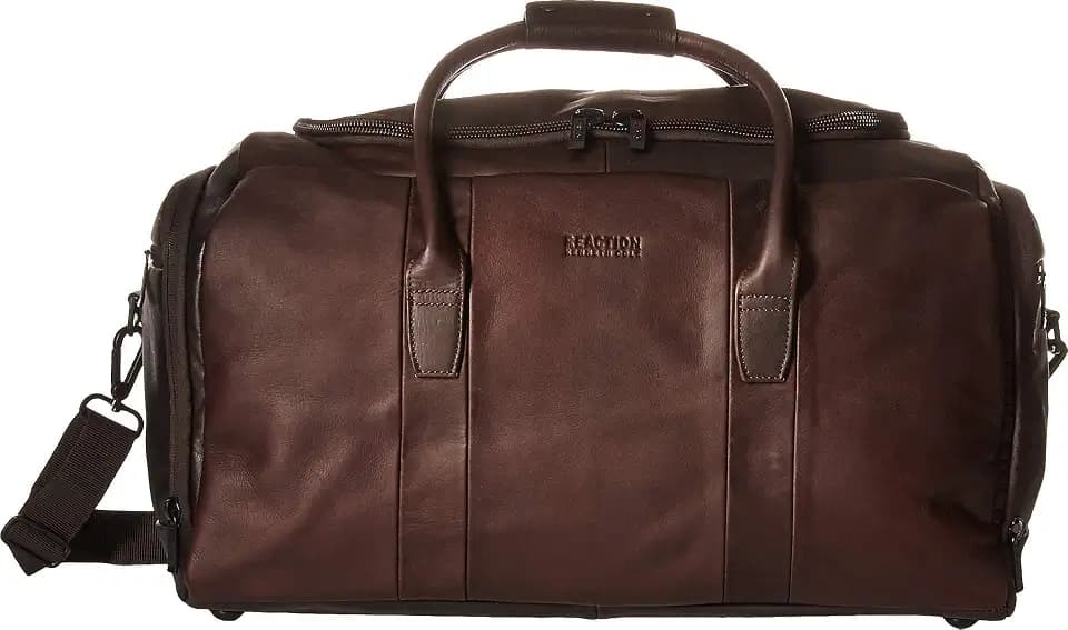 Kenneth Cole REACTION Duff Guy Colombian Leather 20" Single Compartment Top Load Travel Duffel Bag, Brown