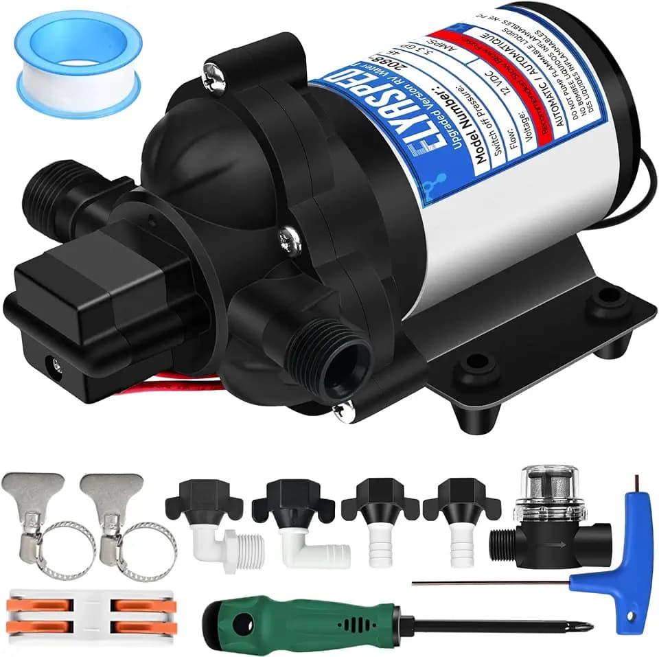 2026 Upgraded 2088-422-144 RV Fresh Water Pump,12V 3.3GPM,45PSI