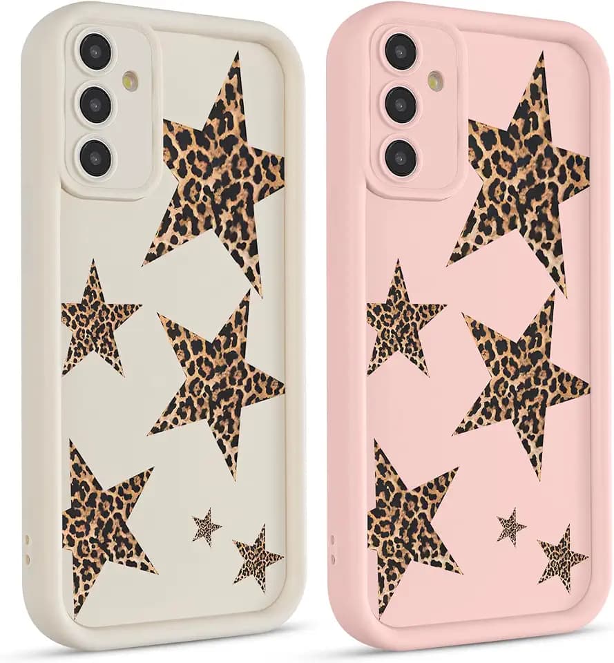 2 Pack Leopard Star Phone Case for Samsung Galaxy A16 5G 6.7'', Trendy Y2K Cheetah Print Stars Design, Full Protection Shockproof Soft Slim TPU Protective Cover Funda for Women Girls