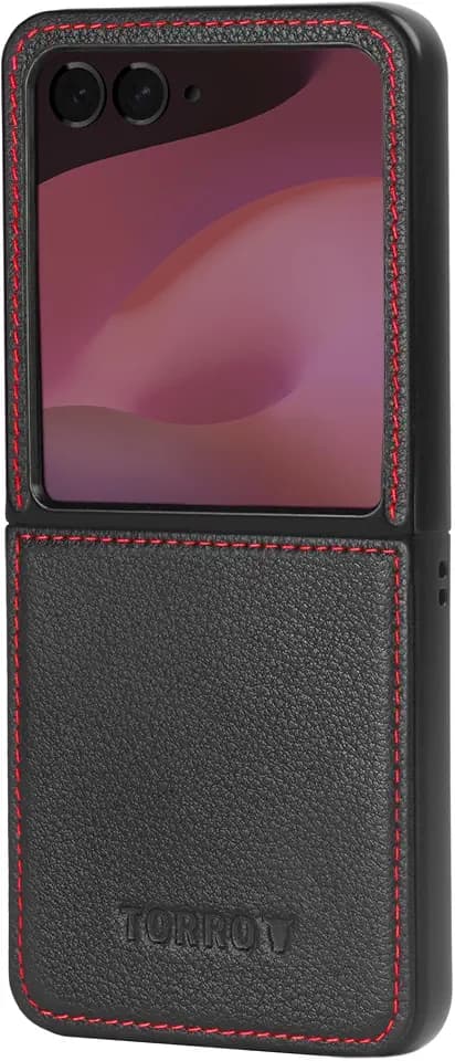 TORRO Hülle kompatibel mit Motorola Razr 50 Ultra/Razr+ Plus (2024) – Premium Lederhülle mit Mikrofaserfutter (Schwarz)