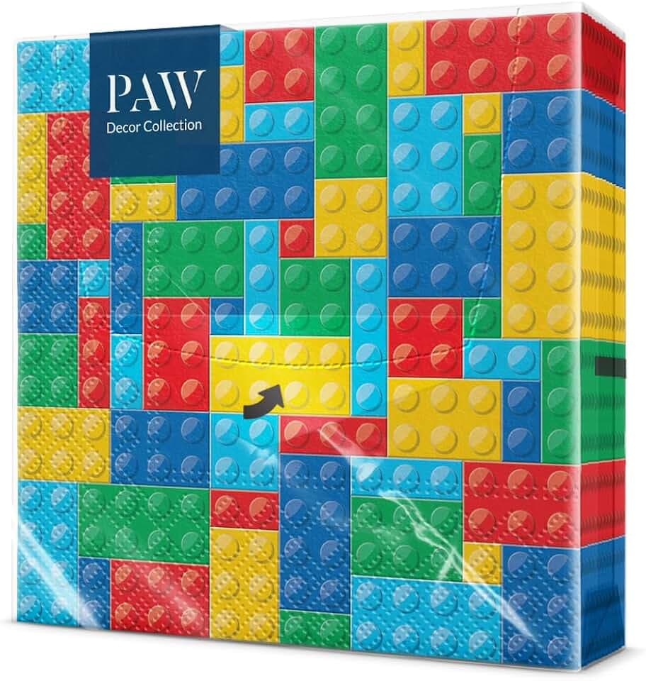 PAW Papierservietten 33 x 33 cm, 20 Stück - Bunte Bausteine