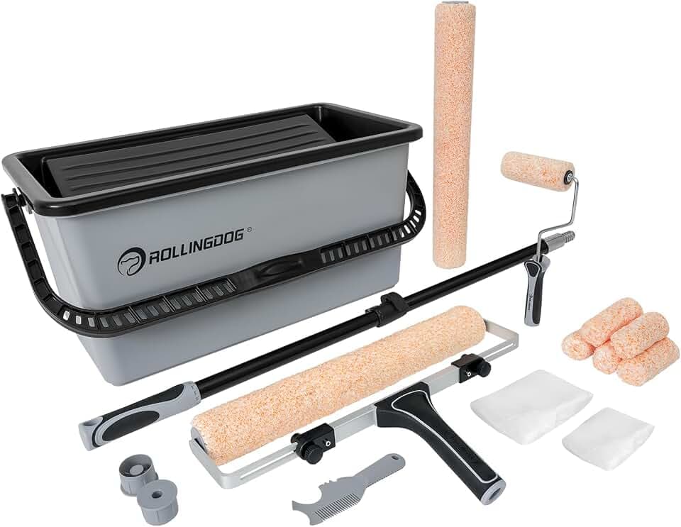 ROLLINGDOG 45,7cm Farbroller Set 20-teilig mit Farbeimer & Teleskopstange
