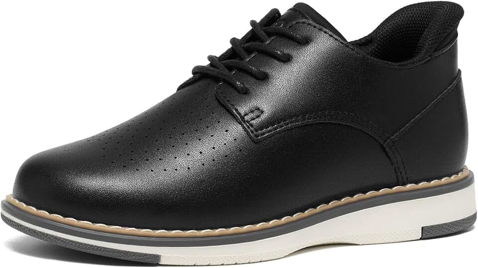 GINNI Boys Slip-On Dress Shoes, Kids Breathable Casual Oxford Sneakers