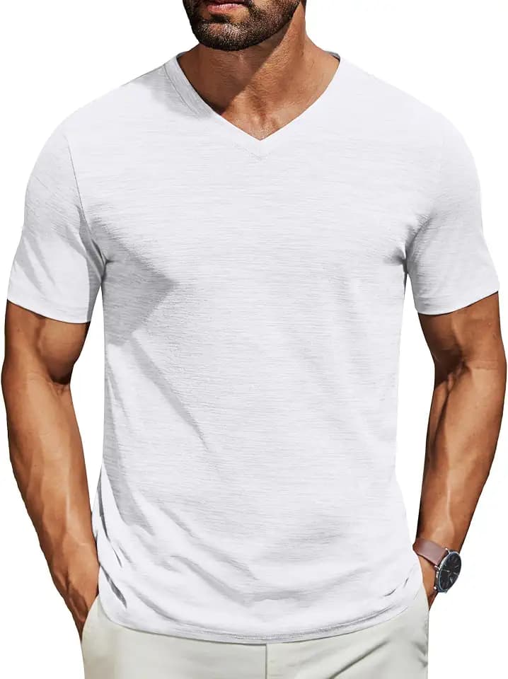 COOFANDY Men's T Shirts Short Sleeve Classic V Neck Casual Summer Basic Tee