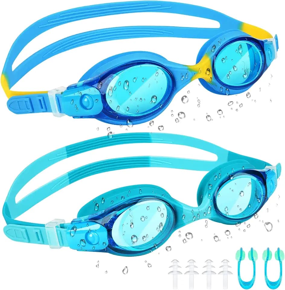 Taucherbrille Kinder, Schnorchelmaske Kinder 4-10 Jahre, Tauchmasken mit Silikon-Nasenabdeckung, Schwimmbrille Kinder 180°Panorama-HD-Gehärtetes-Glas Tauchmasken mit Verstellbarem Silikonband