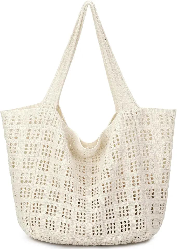 hatisan Crochet Bag for Women, Handmade Knit Beach Tote Bag Summer