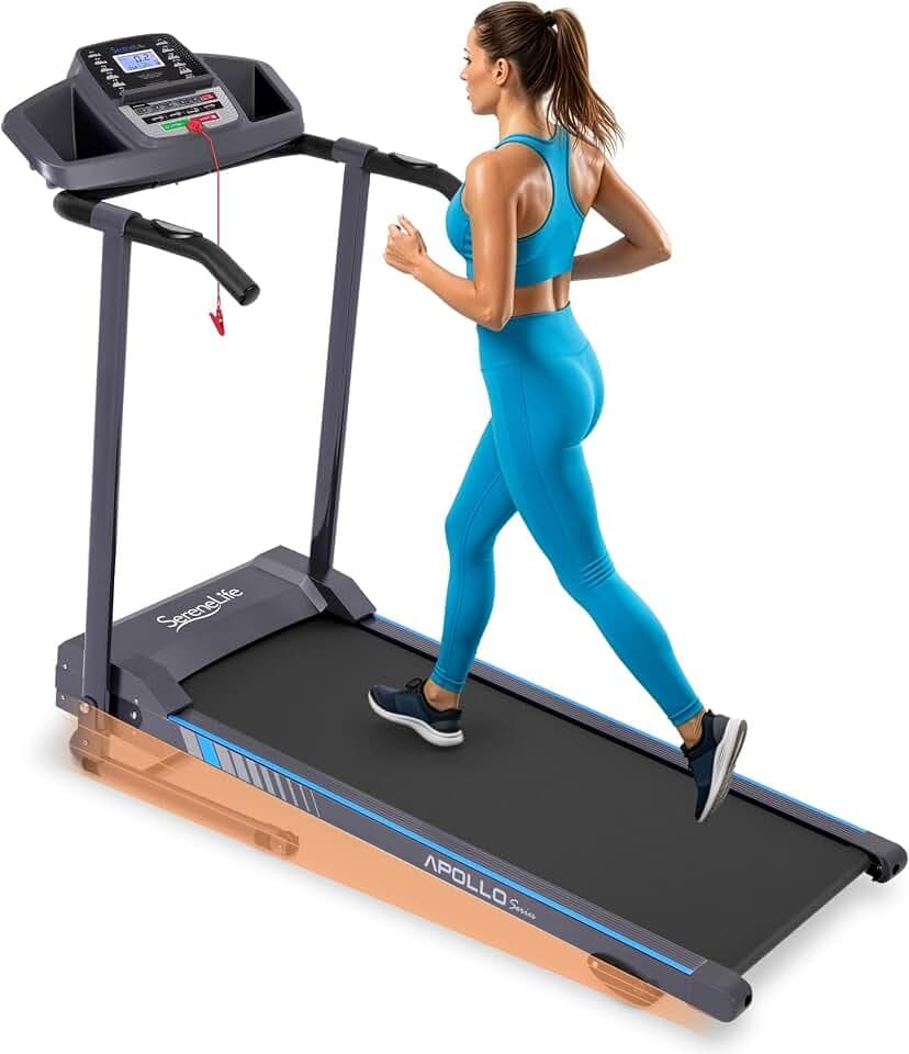 SereneLife Walking Pad, Laufband für Zuhause (Modelle: 8/9,6/10 km/h) – Schreibtisch-Laufband, leiser Motor, Klappbar, LED-Anzeige mit Trainingsmodi, App & Fernbedienung