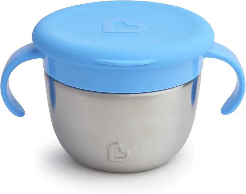 Munchkin® Snack+™ Stainless Steel Snack Catcher Cup with Lid, 9 Ounce, Blue, 1 Pack