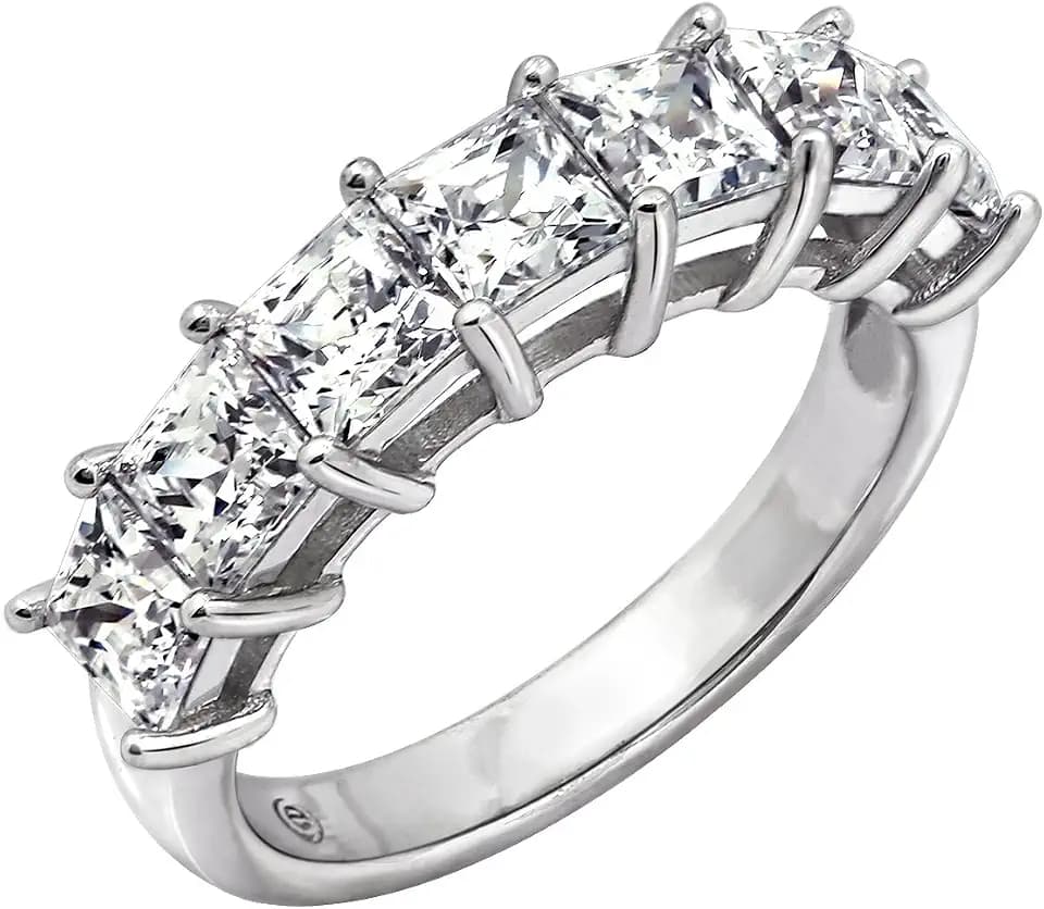 Amazon Essentials Platinum-Plated Sterling Silver Infinite Elements Princess Cut Cubic Zirconia Ring (1 cttw, 2 cttw, or 3 cttw)