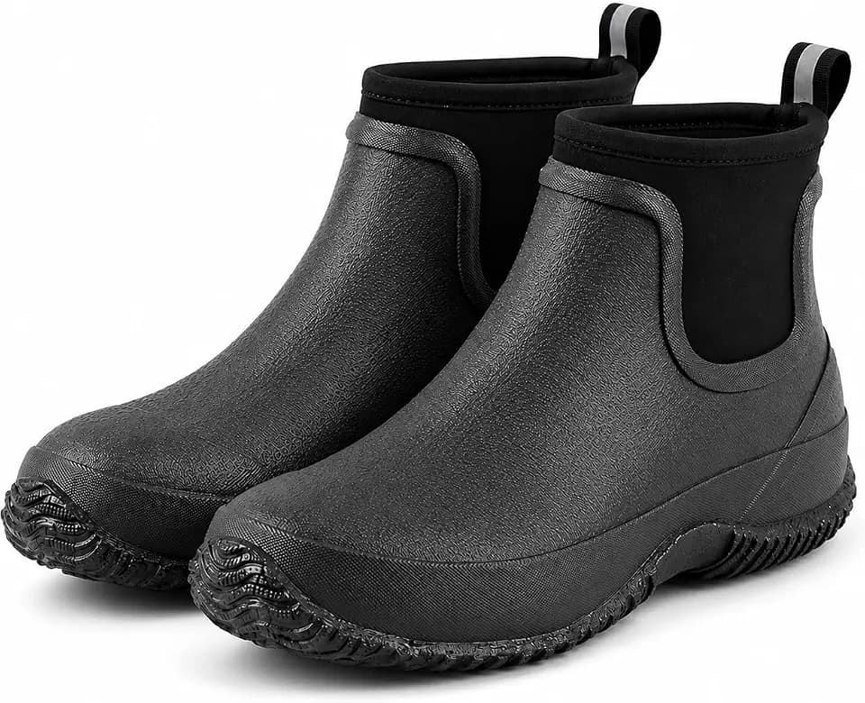 Unisex Waterproof Garden Boots, Slip-On Ankle Rain Boots