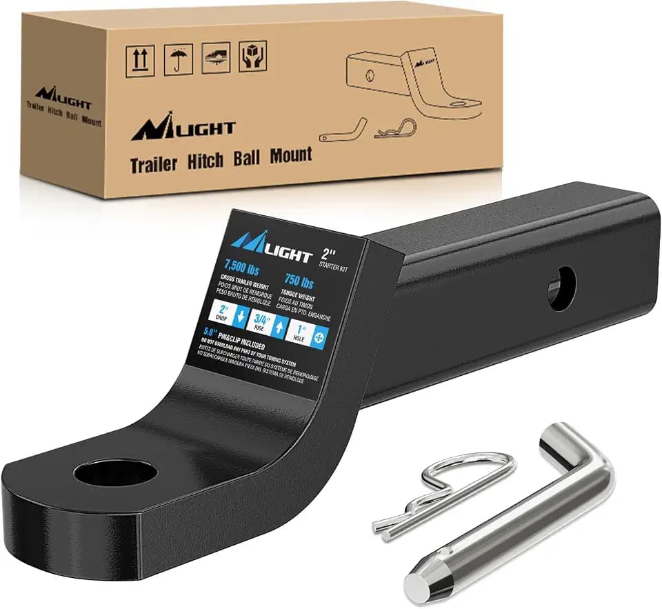 Nilight 2inch Drop Trailer Hitch Ball Mount fit 2" Receiver w/Hitch Pin