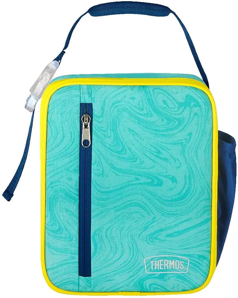 THERMOS Kids Soft Lunch Box, Upright with FLEX-A-GUARD Liner, Teal Marble