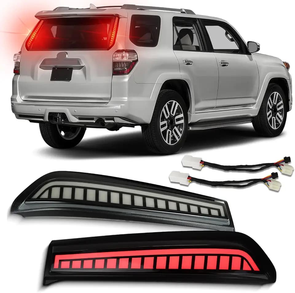 Smoked LED Rear Trunk Pillar Tail Light Column Replacement Compatible with Toyota 4Runner 2014-2024,Functuon as Brake Turn Signal Light Plug and Play