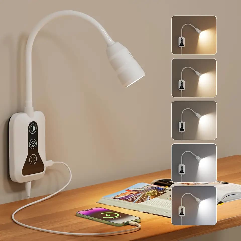 Reading Light for Book in Bed, Dimmable Wall Mounted Lamp Bedside Headboard