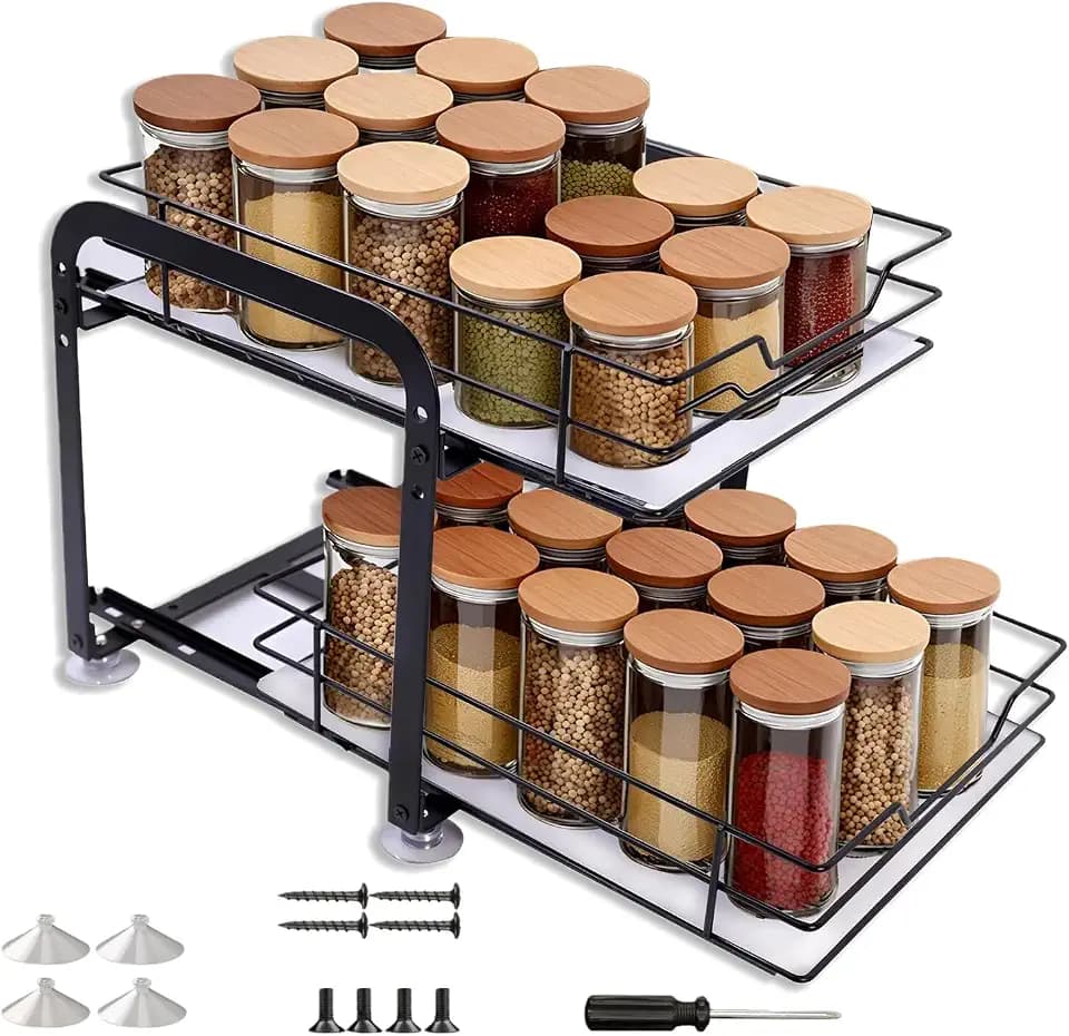 Gewürzregal Ausziehbar 2 Etagen Metall Küchenschrank Organizer