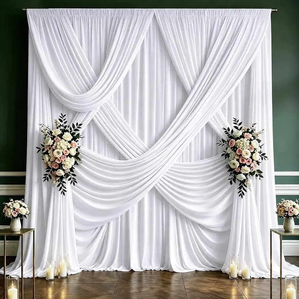 20x10 FT White Backdrop Curtains for Weddings, Parties and Photo Booths
