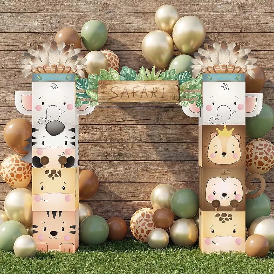 Safari Birthday Decorations, 8 Boxes Cardboard Playhoouse Castle