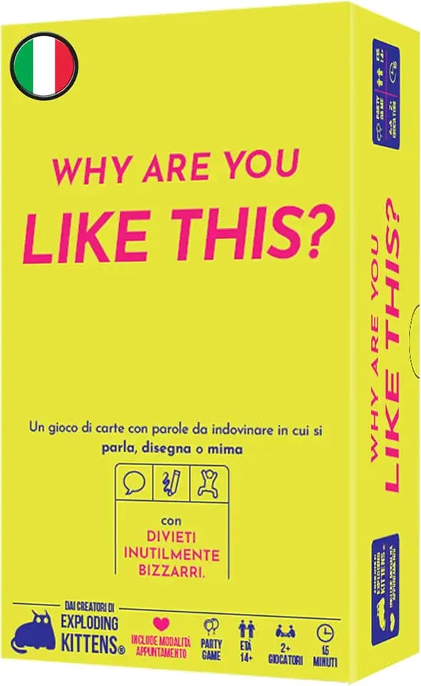 Asmodee Why Are You Like This, Brettspiel, Party Game, 14+ Jahre, 2+ Spieler; italienische Ausgabe
