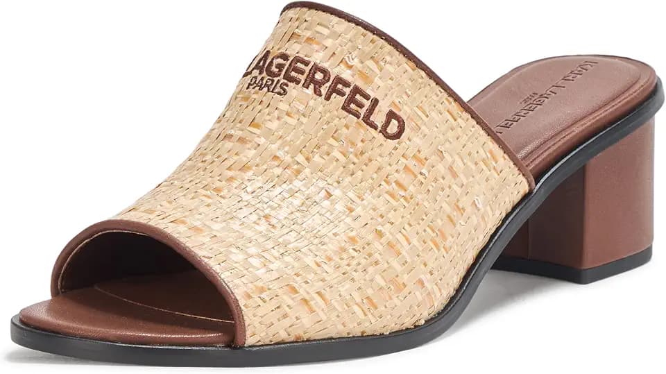 KARL LAGERFELD Women's Harford Heeled Sandal Mule With Embroidered Logo