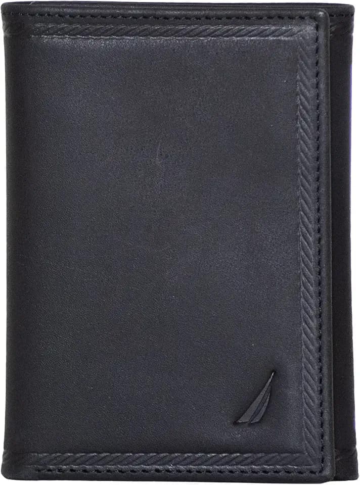 Nautica Men's Trifold Wallet | RFID Blocking Protection | ID Window | Card Slots | Genuine Leather | Durable