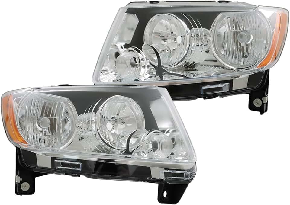 Silscvtt Headlights Assembly Replacement for Compass 2011-2017 Halogen Headlamp Driver and Passenger Side