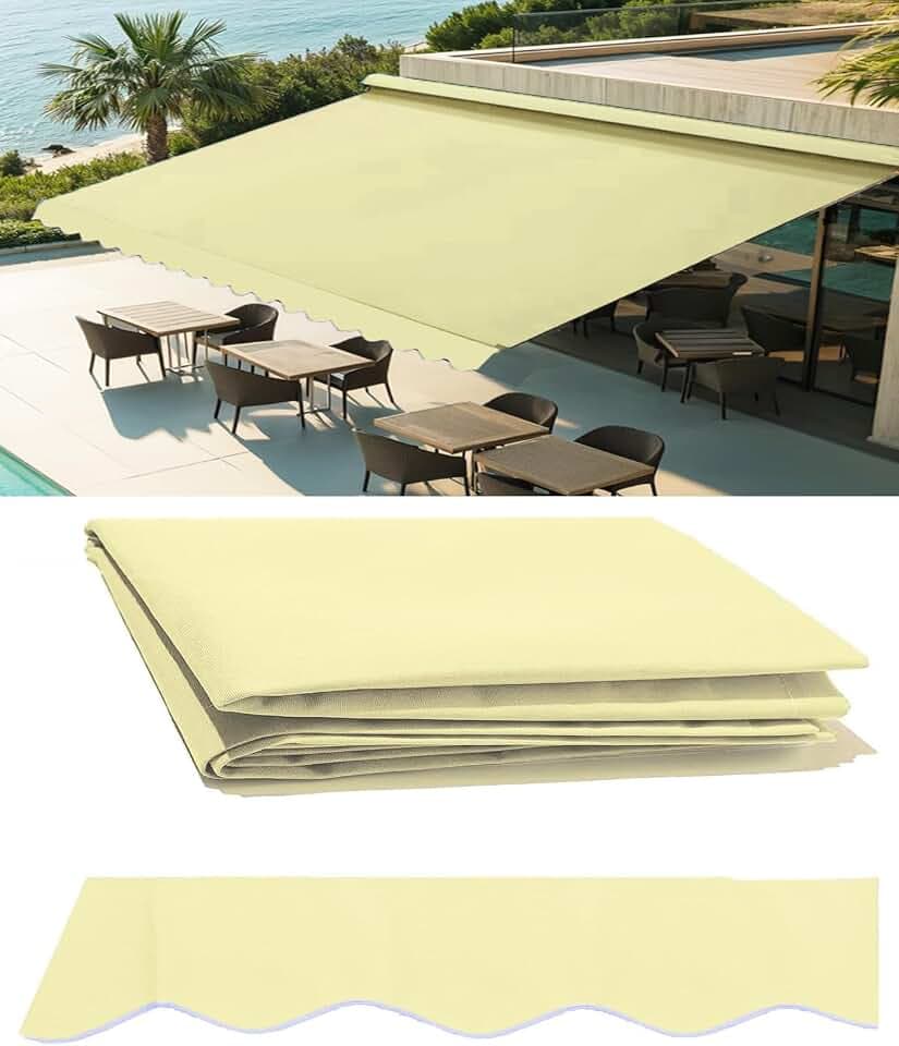 12' x 10' Retractable Patio Awning Replacement Fabric,Sunshade Canopy