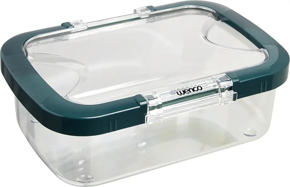 wenco Vorratsdosen mit Deckel luftdicht – 1100ml – Doppel-Klick-Verschluss – Auslaufsichere Frischhaltedosen mit Deckel für Lebensmittel – sicherer Vorratsbehälter Vorratsgläser Brotdose – Dark Green
