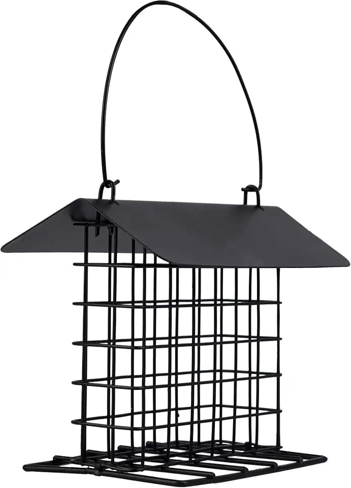 winemana Suet Feeder for Outside Hanging, Metal Suet Cake Holder Squirrel Proof, Weatherproof Bird Feeders for Wild Birds Woodpecker, Single Suet Cage for Outdoor Garden