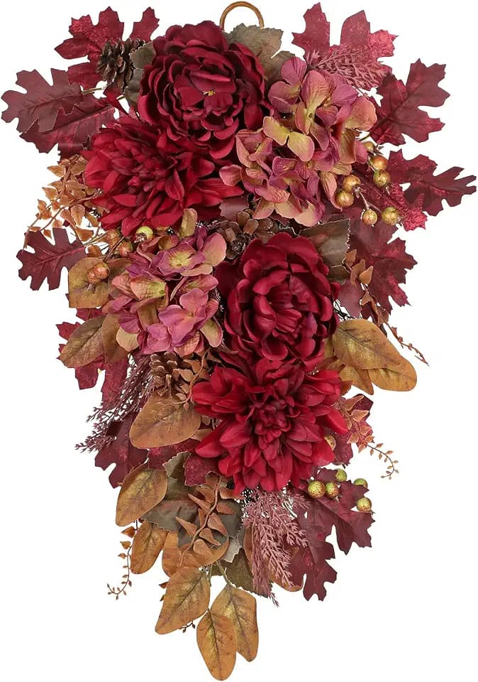 60cm Herbstkranz Künstlich Hortensien Blumenkranz Deko groß