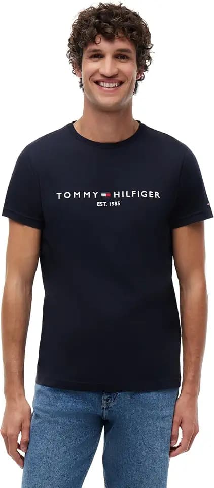 Tommy Hilfiger Herren T-Shirt Kurzarm Core Tommy Logo Rundhalsausschnitt