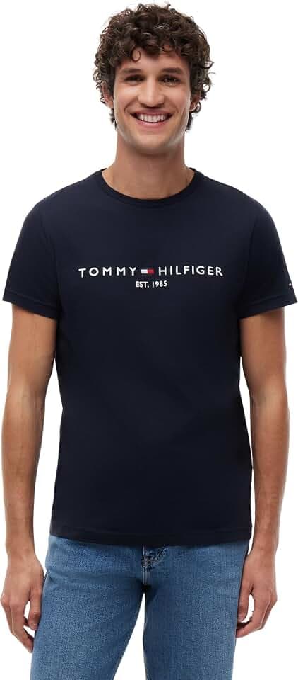 Tommy Hilfiger Herren T-Shirt Kurzarm Core Tommy Logo Rundhalsausschnitt