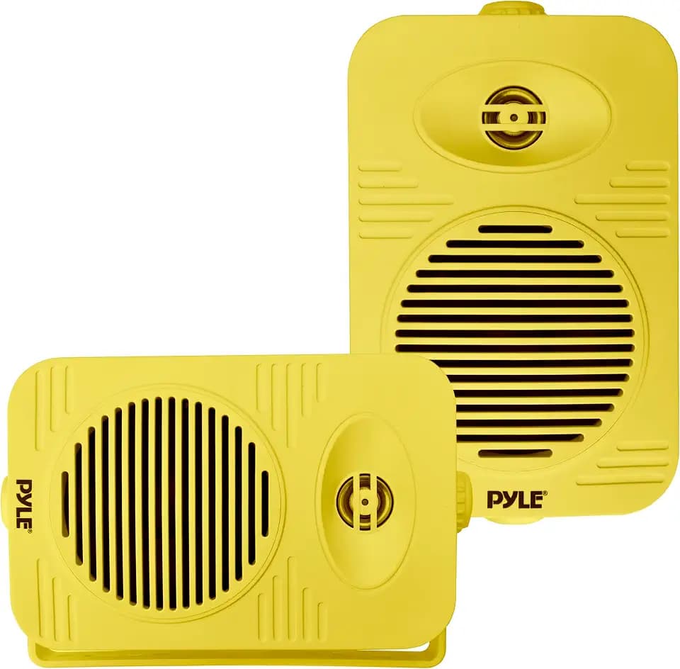 Pyle 500 Watt Bluetooth Indoor Outdoor Speakers Pair - Dual Waterproof 5.25” 2-Way Full Range Speaker System w/ 1/2” High Compliance Polymer Tweeter |Home, Boat, Marine, Deck, Patio, Poolside (Yellow)