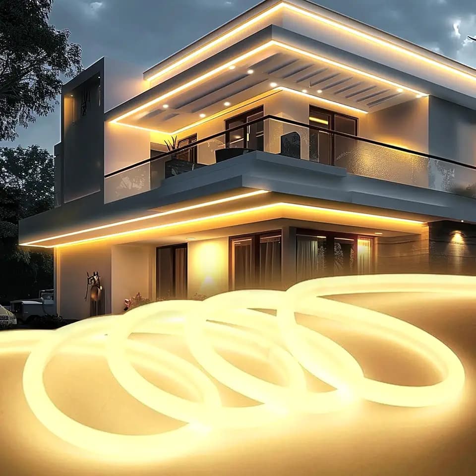 KSIBNW LED Strip Streifen Neutralweiß 230V, 5M Neon LED Strip Innen IP65 Wasserdichte 320° Glühen LED Band Aussenbereich Mit Netzteil Lichterkette Lichtband DIY Flexible für Zimmer Deko, Küche, Party