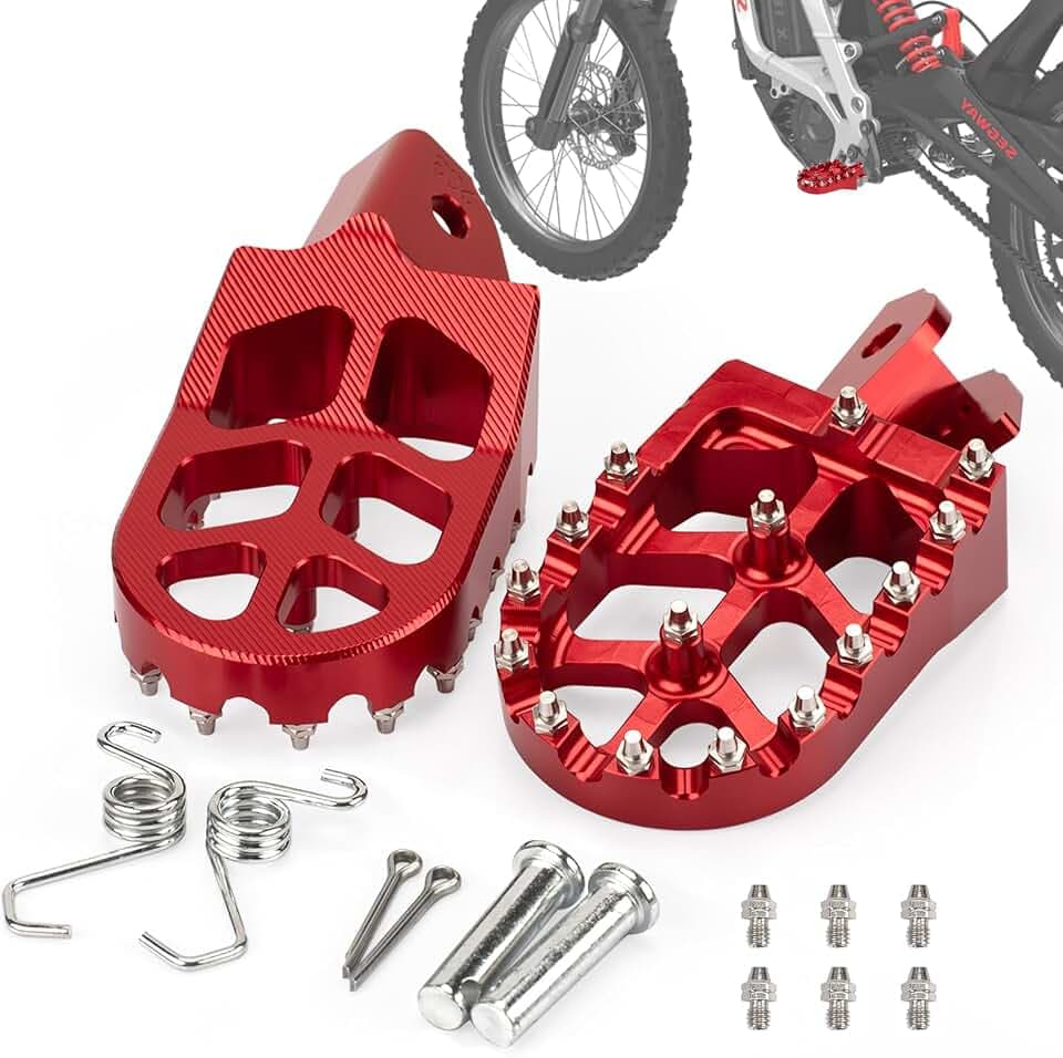 XINGWU Dirt Bike Foot Pegs for Surron Light Bee X/S E-Ride Pro SS/SR/S Talaria MX3 MX4 Segway X160/X260 CRF150F 230F 250F Electric Dirt Bike Foot Peg Rests (Red)