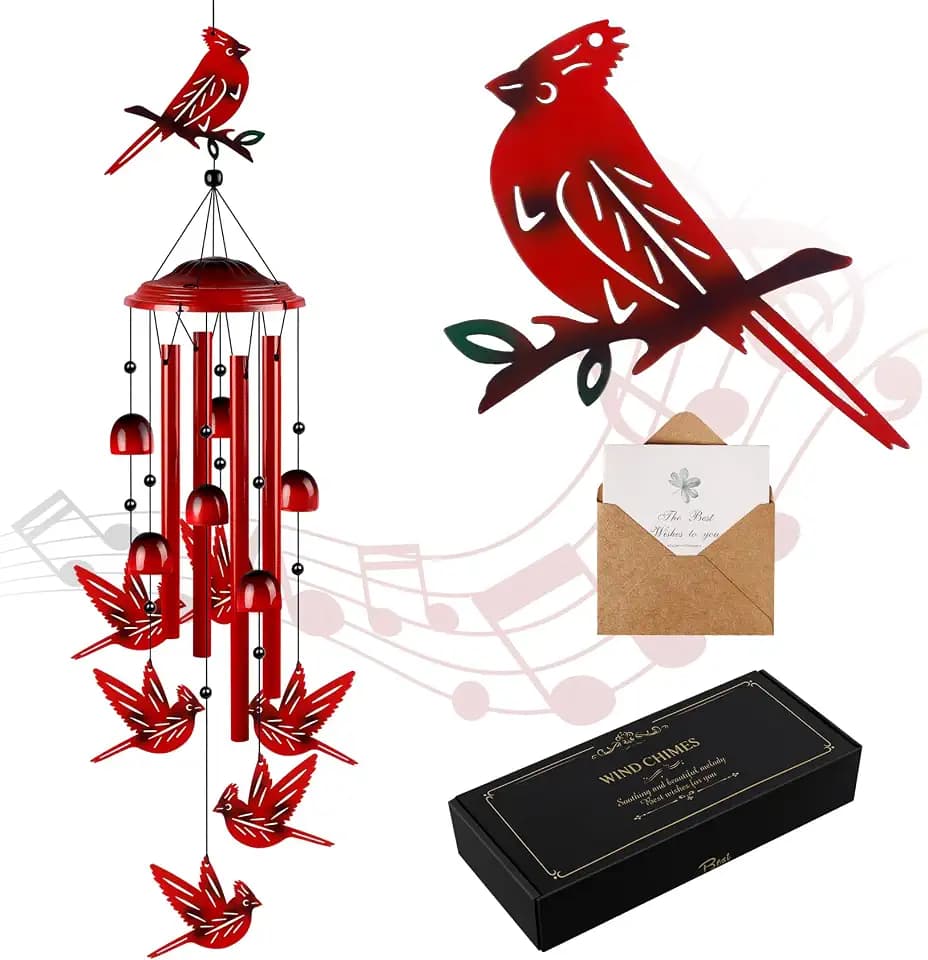 YHmall Cardinal Wind Chimes for Outside, 35" Cardinal Gifts for Women