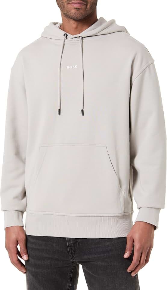 BOSS Herren WeSmallhood Fleece-Hoodie aus Baumwoll-Terry mit kontrastfarbenem Logo