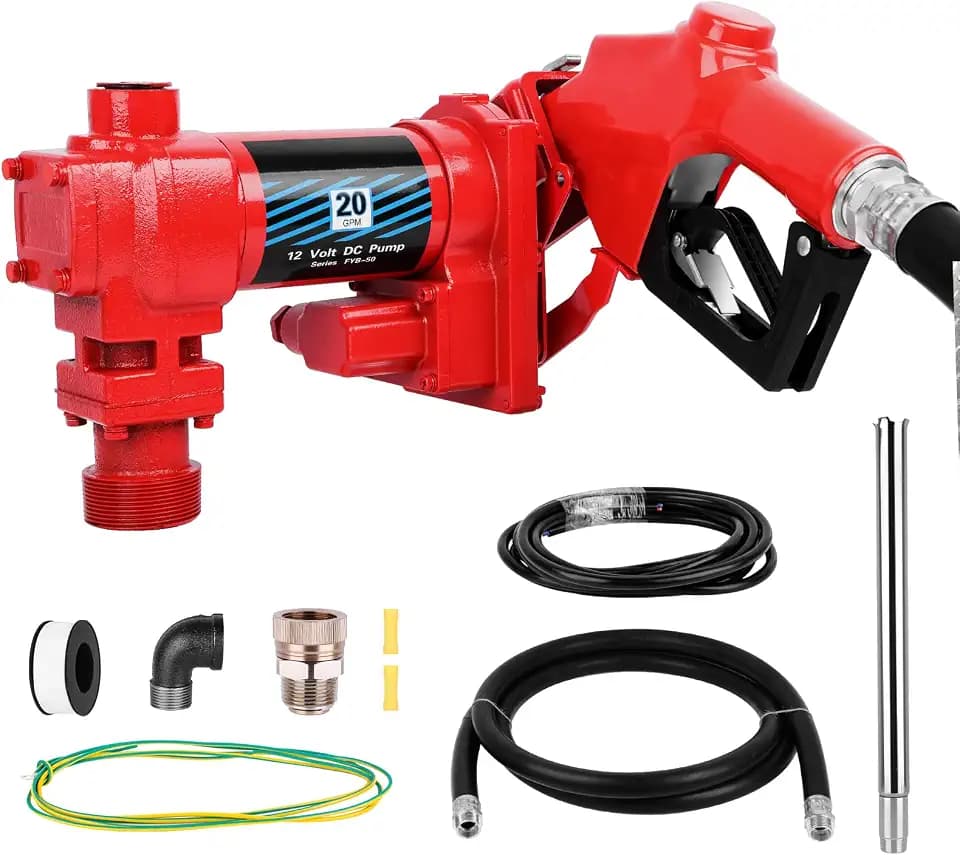 Fuel Transfer Pump, 12V / 20 Gpm, Explosion-Proof Fuel Pump with Elbow Connector, Diesel Transfer Pump, for Gasoline, Diesel, Kerosene, Ethanol & Methanol Blends, and Biodiesel