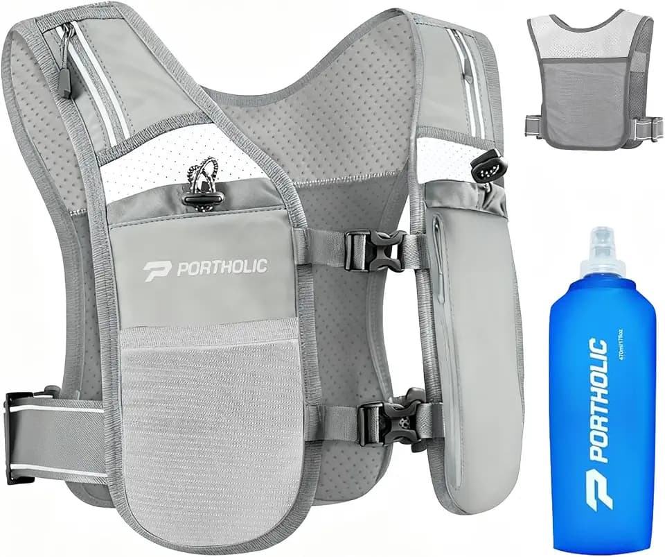 Laufweste für Damen und Herren mit 500 ml Wasserflasche, verstellbare Trinkweste mit Wasserblase, reflektierend, leicht, mehrere Taschen