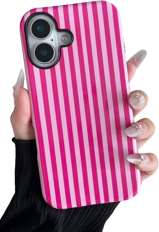 Longlayss Compatible with iPhone 16 Plus Case Cute Striped Phone Case