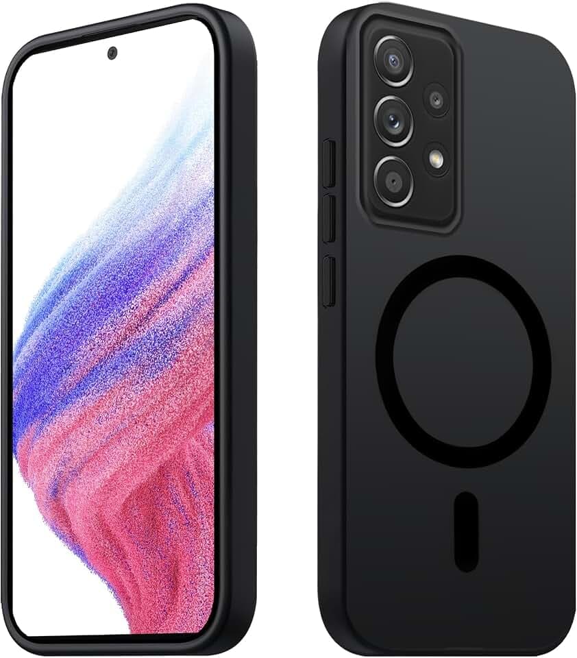 Tawarror Magnetische Hülle für Samsung Galaxy A53 Handyhülle, Matt Schwarz | Magnetische Case, Komfortabler Griff, Anti-Fingerabdruck, Kratzfeste Durchscheinend Harte PC-Rückseite, Stoßfest TPU-Rahmen