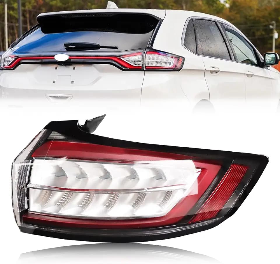 LED Tail Lights Assembly Fits 2015-2018 Fo-rd Edge Titanium/Sport 2015-2018, Right/Passenger Side Taillight with Running Light, Replaces OEM# HT4Z13404F, FT4Z13404A, Red Lens.