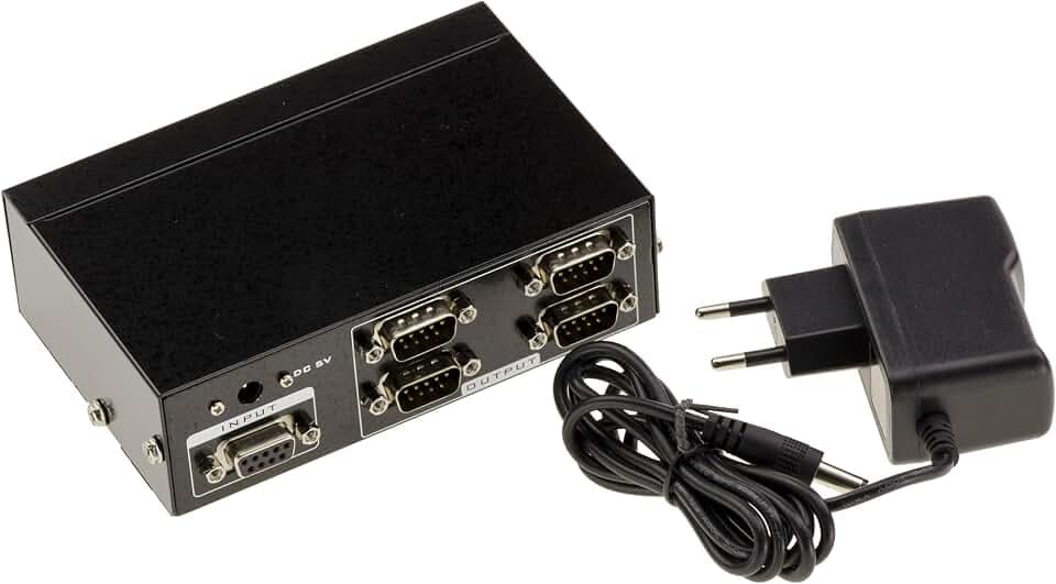 KALEA-INFORMATIQUE Serialer Splitter COM RS232 DB9 Splittertyp, der 1 Eingangsquelle identisch auf 4 gleichzeitige RS-232-Ausgänge dupliziert.
